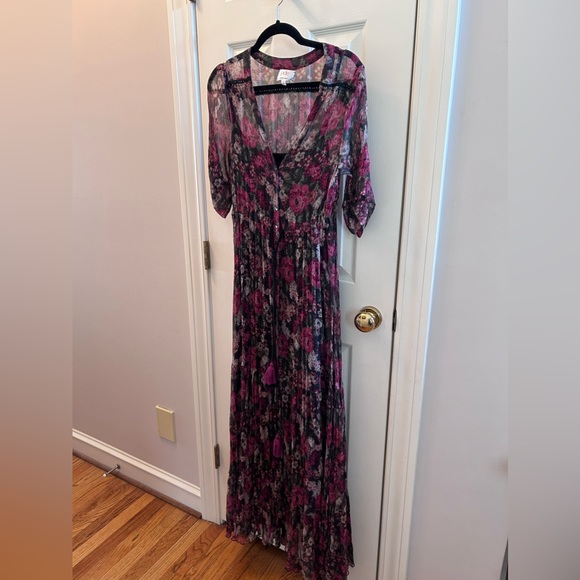 Johnny Was Dresses & Skirts - Johnny Was Jade Rachel Boho Long Silk Chifon Dress w/Buttons & Draw Stri…